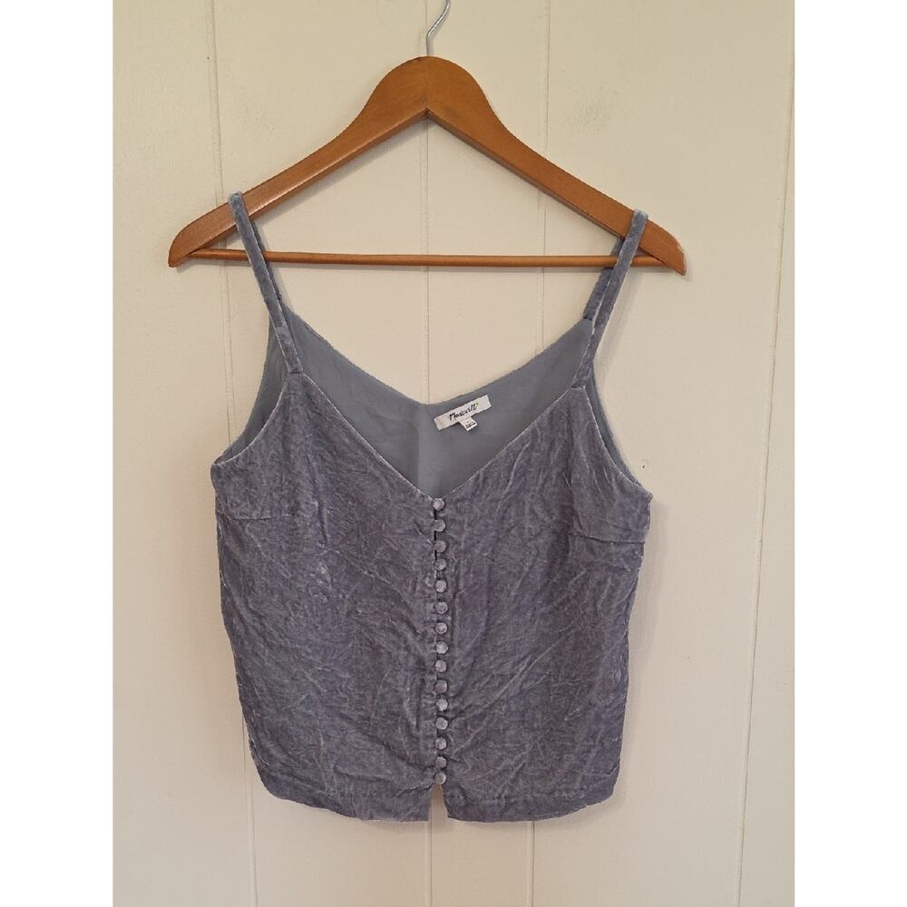 Madewell Smoky Blue Velvet Button-Front Cami Tank Womens 4 Whimsigoth Victorian